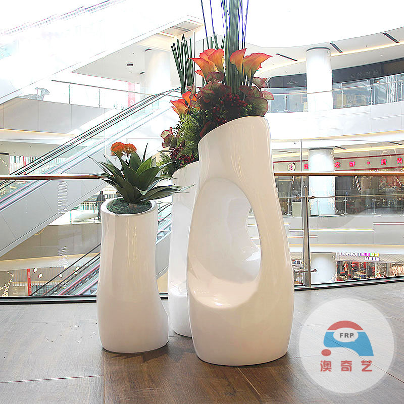 江苏无锡玻璃钢商场组合花盆成创意景观